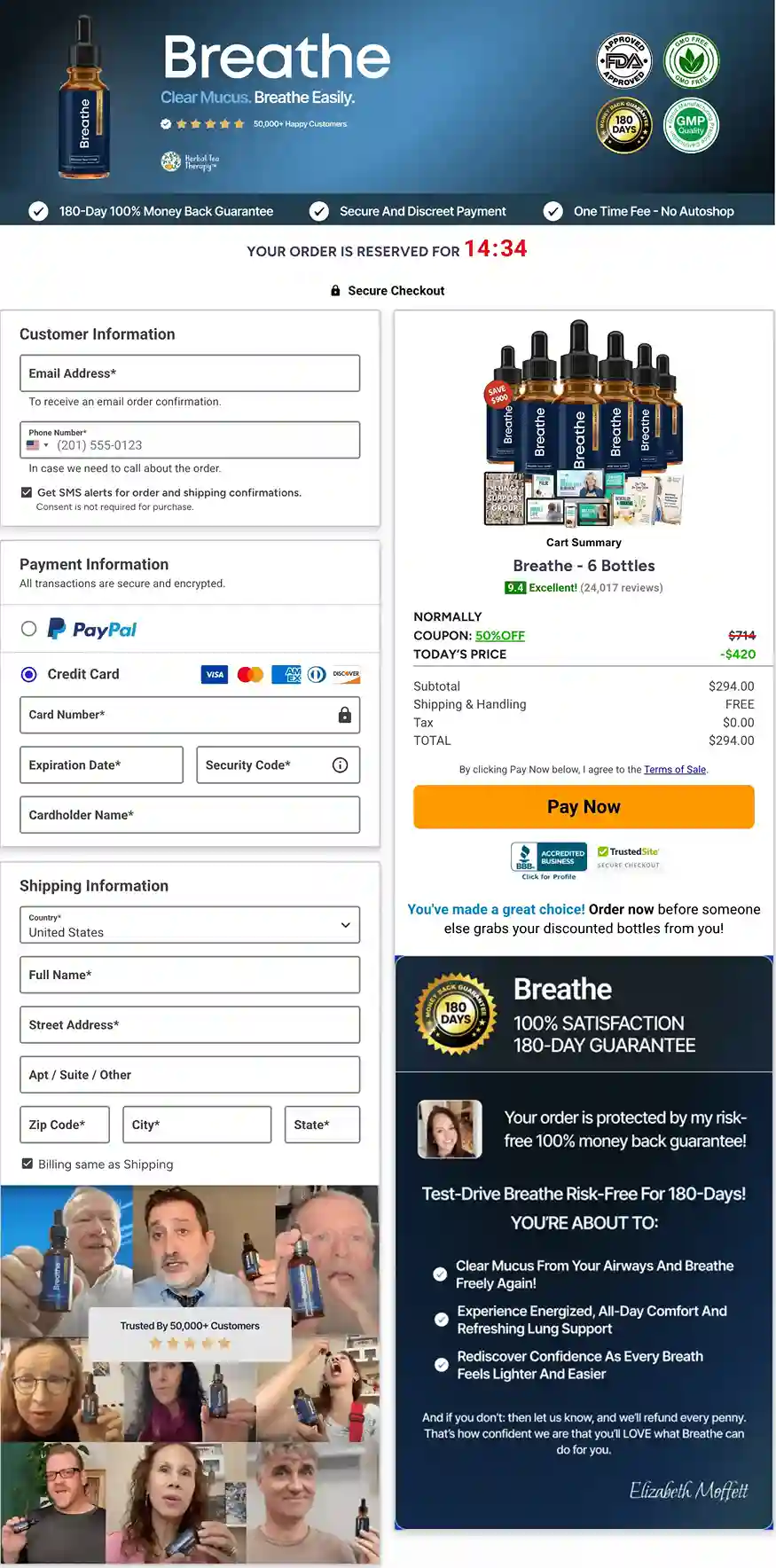Breathe Order Page — Choose Your Package — Free US Shipping